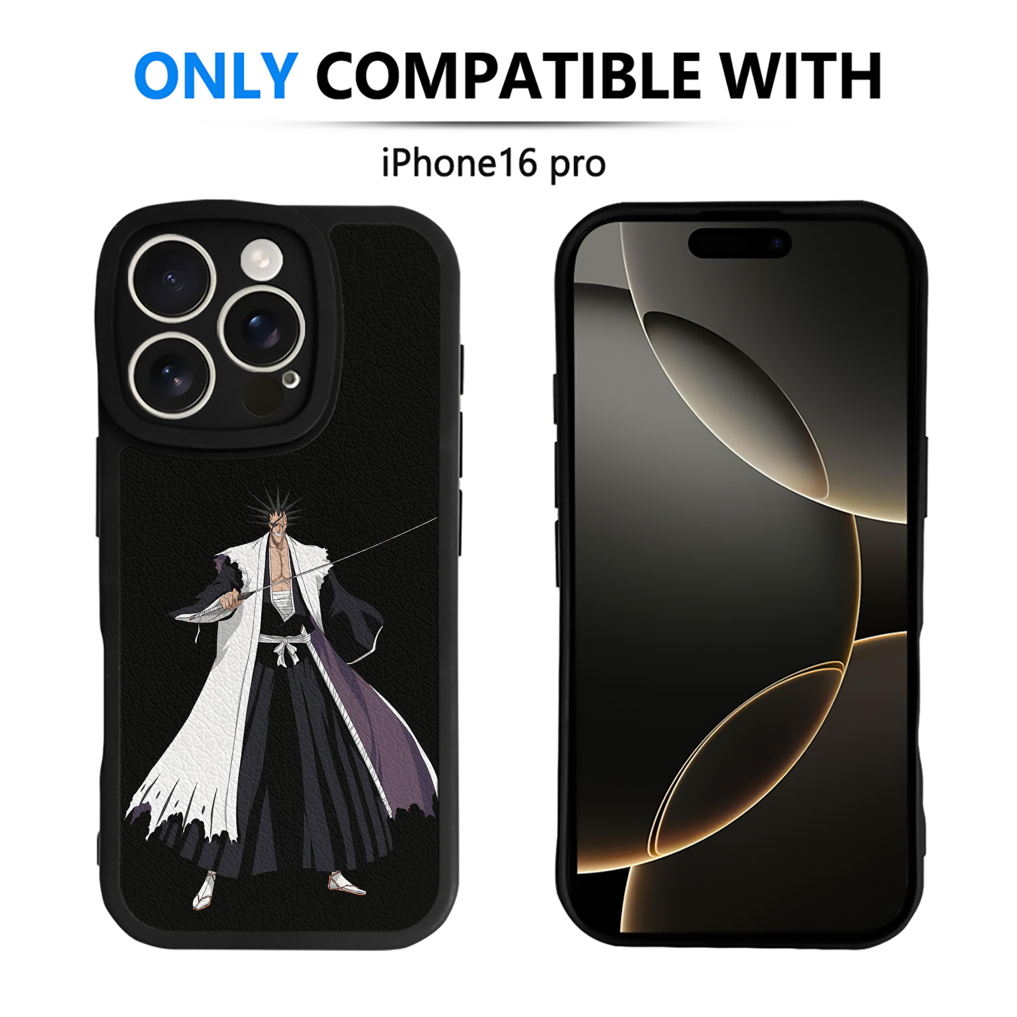 （画像用） ブリーチ ざらき けんぱち BLEACH Zaraki Kenpachi 【iPhone 16シリーズ対応】シリコンスマホケース（レザー調） 材質：シリコン
